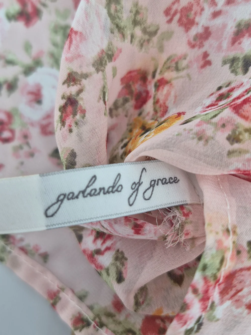 Garlands of Grace Silk Pink Floral Wrap Tie Women's Hair Coverings Dainty